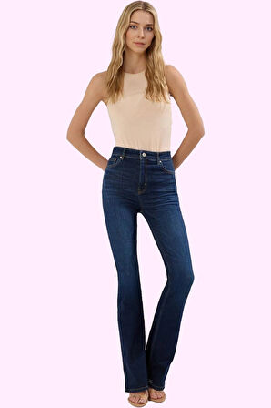 Kadın Stretch Denim Flare Pantolon Yüksek Bel Tüm Sezonlar İçin Yaz Aylarının Vazgeçilmezi