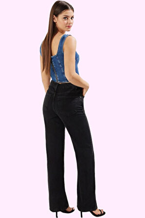 Kadın Pamuklu Denim Geniş Paça Pantolon Rahat Kesim Günlük Kullanım Yaz Aylarının Vazgeçilmezi