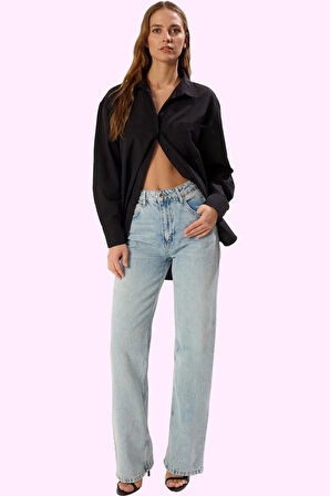 Kadın Denim Wide Leg Pantolon Yüksek Bel Pamuk Günlük ve İş İçin Yaz Aylarının Vazgeçilmezi