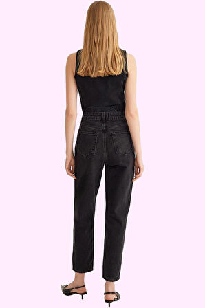 Kadın Pamuklu Denim Mom Jean Yüksek Bel Geniş Paça Casual Stil Günlük Kullanım Özel Günler