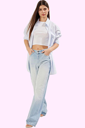 Kadın Jean Pantolon Pamuk Geniş Paça Düşük Bel Casual Stil Günlük Kullanım Kaliteli Malzeme