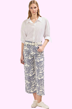 Kadın Normal Bel Geniş Paça Denim Pantolon Pamuk Tüm Sezonlar İçin Yaz Aylarının Vazgeçilmezi