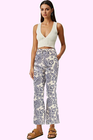 Kadın Normal Bel Geniş Paça Denim Pantolon Pamuk Tüm Sezonlar İçin Yaz Aylarının Vazgeçilmezi