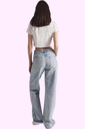 Kadın Uzun Boy Denim Pantolon Geniş Paça Tasarım Pamuk Yazlık Günlük Kullanım Kaliteli Malzeme