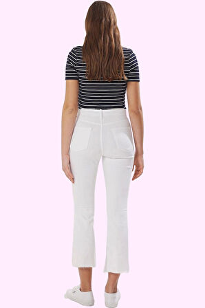 Kadın Yazlık Denim Jean İspanyol Paça Yüksek Bel Flare Kalıp Günlük Kullanım Modern Tasarım