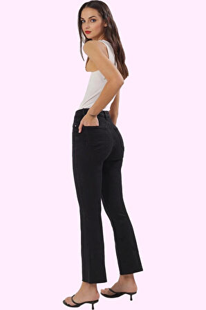 Kadın Denim Flare Pantolon Yüksek Bel Regular Boy Pamuk Günlük Kullanım İçin Modern Tasarım