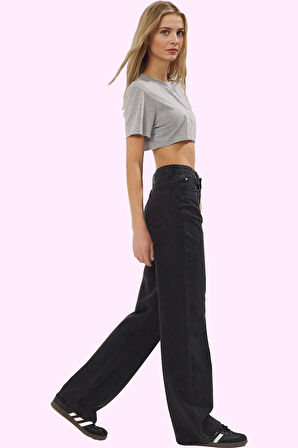 Kadın Pamuk Denim Jean Yüksek Bel Geniş Paça Yazlık Casual Stil Yaz Aylarının Vazgeçilmezi