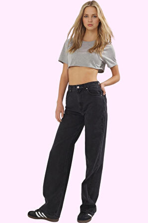 Kadın Pamuk Denim Jean Yüksek Bel Geniş Paça Yazlık Casual Stil Yaz Aylarının Vazgeçilmezi