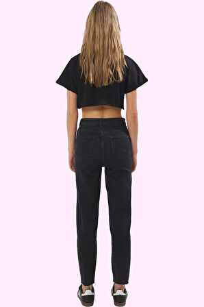 Kadın Denim Jean Boru Paça Yüksek Bel Mom Fit Düz Desen Günlük Kullanım Yaz Aylarının Vazgeçilmezi