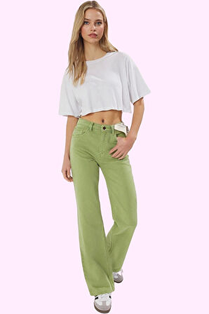 Kadın Yazlık Pamuk Geniş Paça Jean Pantolon Rahat Kalıp Günlük Kullanım Yaz Aylarının Vazgeçilmezi