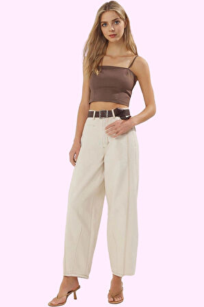 Kadın Denim Pantolon Yüksek Bel Barrel Kesim Pamuk Günlük Ve Hafta Sonu Yaz Aylarının Vazgeçilmezi