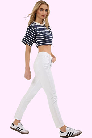 Kadın Yazlık Skinny Jean Yüksek Bel Dar Paça Stretch Denim Günlük Stil Yaz Aylarının Vazgeçilmezi