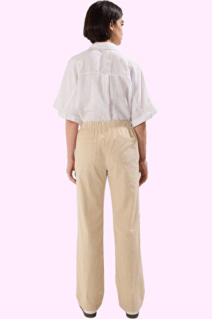 Kadın Pamuk Keten Yüksek Bel Pantolon Geniş Paça Yazlık Günlük Kullanım Yaz Aylarının Vazgeçilmezi