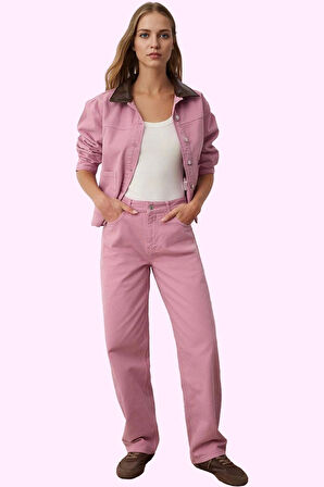 Kadın Pamuk Denim Jean Pantolon Düşük Bel Geniş Paça Casual Günlük Kullanım Modern Tasarım