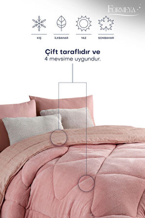 Formeya Çift Kişilik Lüx Pudra Welsoft Yorgan Çift Taraflı 195 x 215