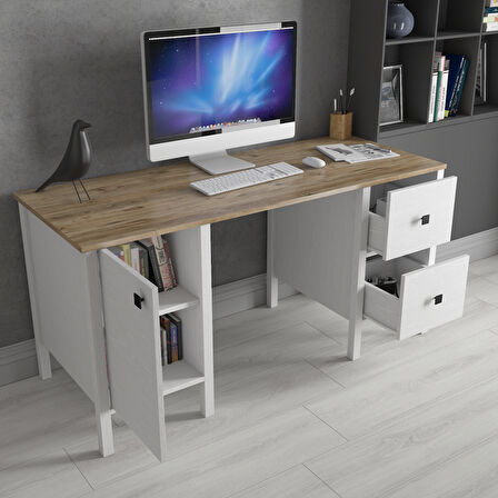 Hunerika Pareo 2 çekmece 1 kapak çalışma masası - wood beyaz/legnano