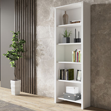 Hunerika Ravenna 5 raflı  kitaplık-Wood Beyaz-Minifiks Bağlantılı