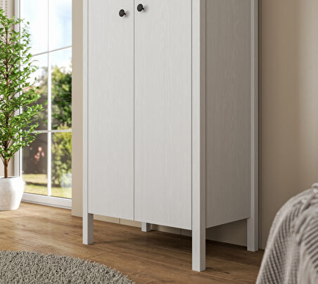 Hunerika Ombre 2 kapaklı Çok amaçlı dolap-Wood Beyaz-Minifiks Bağlantılı 