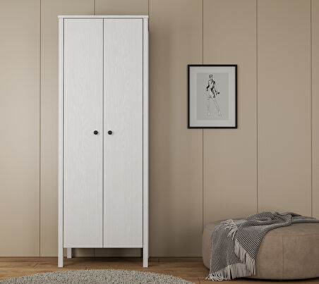 Hunerika Ombre 2 kapaklı Çok amaçlı dolap-Wood Beyaz-Minifiks Bağlantılı 