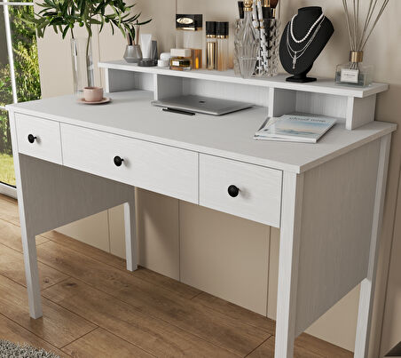 Hunerika Endezia 3 çekmeceli makyaj masası - wood beyaz/legnano