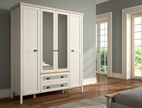  Hunerika Eniro Premium 4 kapak 2 çekmeceli Gardırop-Minifiks bağlantılı - aytaşı/legnano