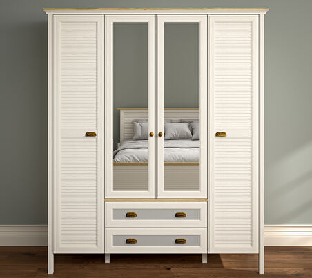  Hunerika Eniro Premium 4 kapak 2 çekmeceli Gardırop-Minifiks bağlantılı - aytaşı/legnano