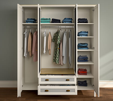 Hunerika Meniro Premium 4 kapak 2 çekmeceli Gardırop-Minifiks bağlantılı - aytaşı/legnano