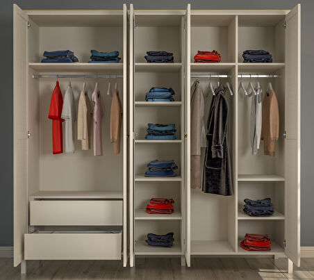 Hunerika Minira Premium 5 kapak 2 gizli çekmeceli Gardırop-Minifiks bağlantılı - aytaşı/legnano