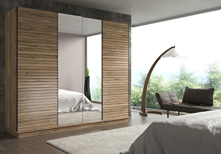 Hunerika Zaragoza Premium sürgülü gardırop -Minifiks - Pera / Siyah