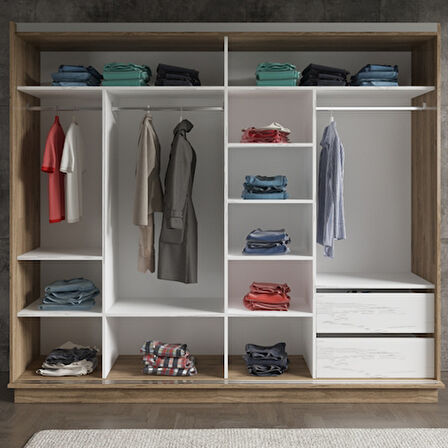 Hunerika Zaragoza Premium sürgülü gardırop -Minifiks - Pera / Siyah