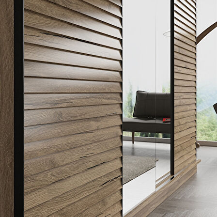 Hunerika Zaragoza Premium sürgülü gardırop -Minifiks - Pera / Siyah