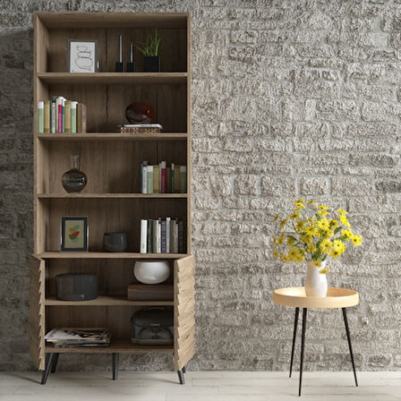 Hunerika Burgos Premium iki kapaklı Panjur Desenli kitaplık -Minifiks - Pera / Siyah