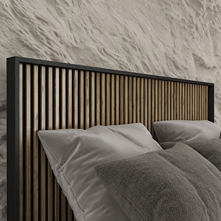 Hunerika Samba Zebra desen Çift Kişilik Premium Karyola- Minifiks - siyah/Atlantik Çam