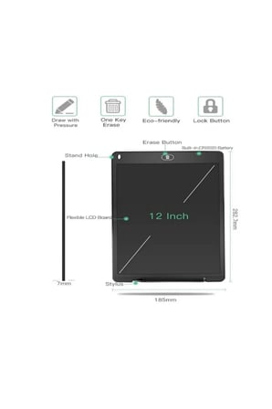 12 İnc Renkli Lcd Grafik Dijital Kalemli Çizim Tableti Yazı Tahta Not Yazma Eğitim Tableti Kırmızı