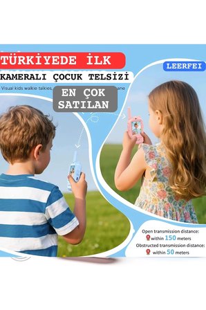 Çocuklar Için Görüntülü Telsiz Konuşma Özellıklı El Telsizi Şarj Edılebılır 50 Mt Menzil Wifi Gerektirmez