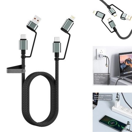 4’ü 1 Arada 100w Akıllı Tasarım Yüksek Dayanıklılık Çoklu Uyumlu Örgülü Hızlı Şarj Kablosu