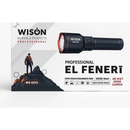 Wison Ws-5575 Profesyonel El Feneri İle Karanlığa Meydan Okuyun 20w Güç, 2000 Lümen Parlaklık Ve 2 Km Menzil Sunan Şarjlı Fener Uygun Fiyatla .com’da.
