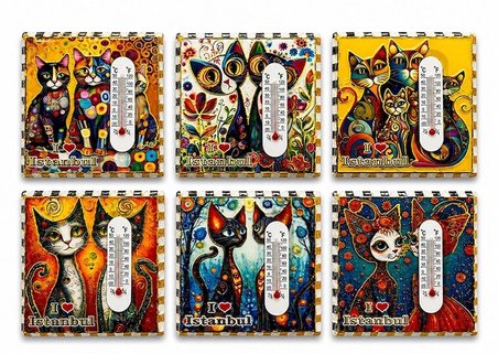 Kedi Tasarımı İstanbul Temalı Buzdolapı Süsü Magnet Alk5406