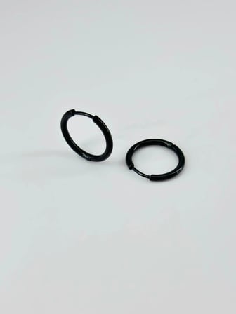 Siyah   Çelik Erkek Küpe Çap (14 Mm) Kalınlık (2 Mm) - Ekp0004