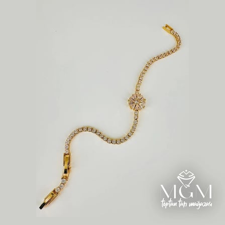 Zirkon Taşlı Pirinç Zirkon Bileklikler 17+2,5 Cm - Kbl0036