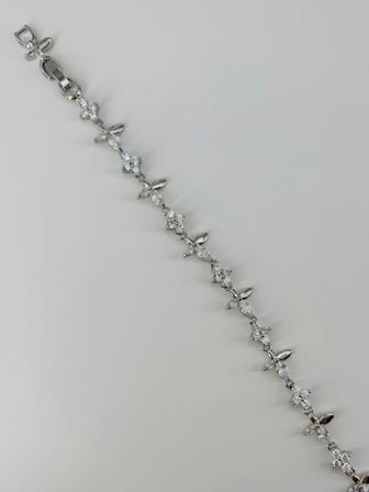 Rodyum Zirkon Taşlı Pirinç Bileklikler 17+2 Cm  - Kbl0373