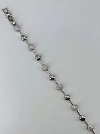 Rodyum Zirkon Taşlı Pirinç Bileklikler 17+2 Cm  - Kbl0374