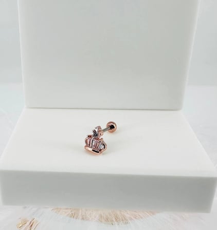 Rose Zirkon Taşlı Uç Kısmı : Pirinç Kıkırdak Bar Uzunluğu : 6 Mm / Bar Kalınlığı 0.8 Mm / Top Boyu 3 Mm - Pt0043-2