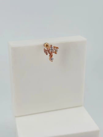Rose Zirkon Taşlı Uç Kısmı : Pirinç Kıkırdak Bar Uzunluğu : 6 Mm / Bar Kalınlığı 0.8 Mm / Top Boyu 3 Mm - Pt0047-2