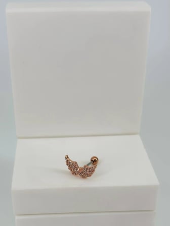Rose Zirkon Taşlı Uç Kısmı : Pirinç Kıkırdak Bar Uzunluğu : 6 Mm / Bar Kalınlığı 0.8 Mm / Top Boyu 3 Mm  - Pt0054-2
