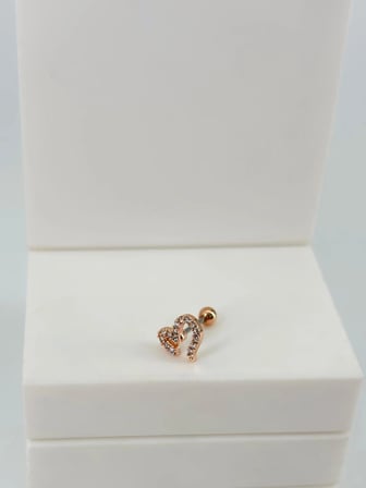 Rose Zirkon Taşlı Uç Kısmı : Pirinç Kıkırdak Bar Uzunluğu : 6 Mm / Bar Kalınlığı 0.8 Mm / Top Boyu 3 Mm  - Pt0064-2