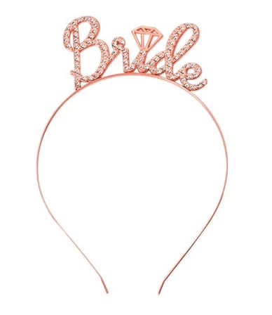 Rose Gold Renkli Taşlı “bride” Gelin Tacı – El Yazısı Yazı Tipiyle