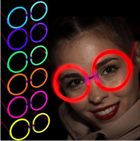 Glow  Yuvarlak Gözlük - Glow Partisi Gözlükleri - Glow Gözlük 12 Adet