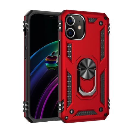 Apple İphone 12 Mini Kılıf Sofya Yüzüklü Silikon Kapak - Kırmızı