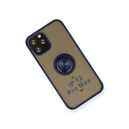 Apple İphone 12 Pro Kılıf Montreal Yüzüklü Silikon Kapak - Lacivert